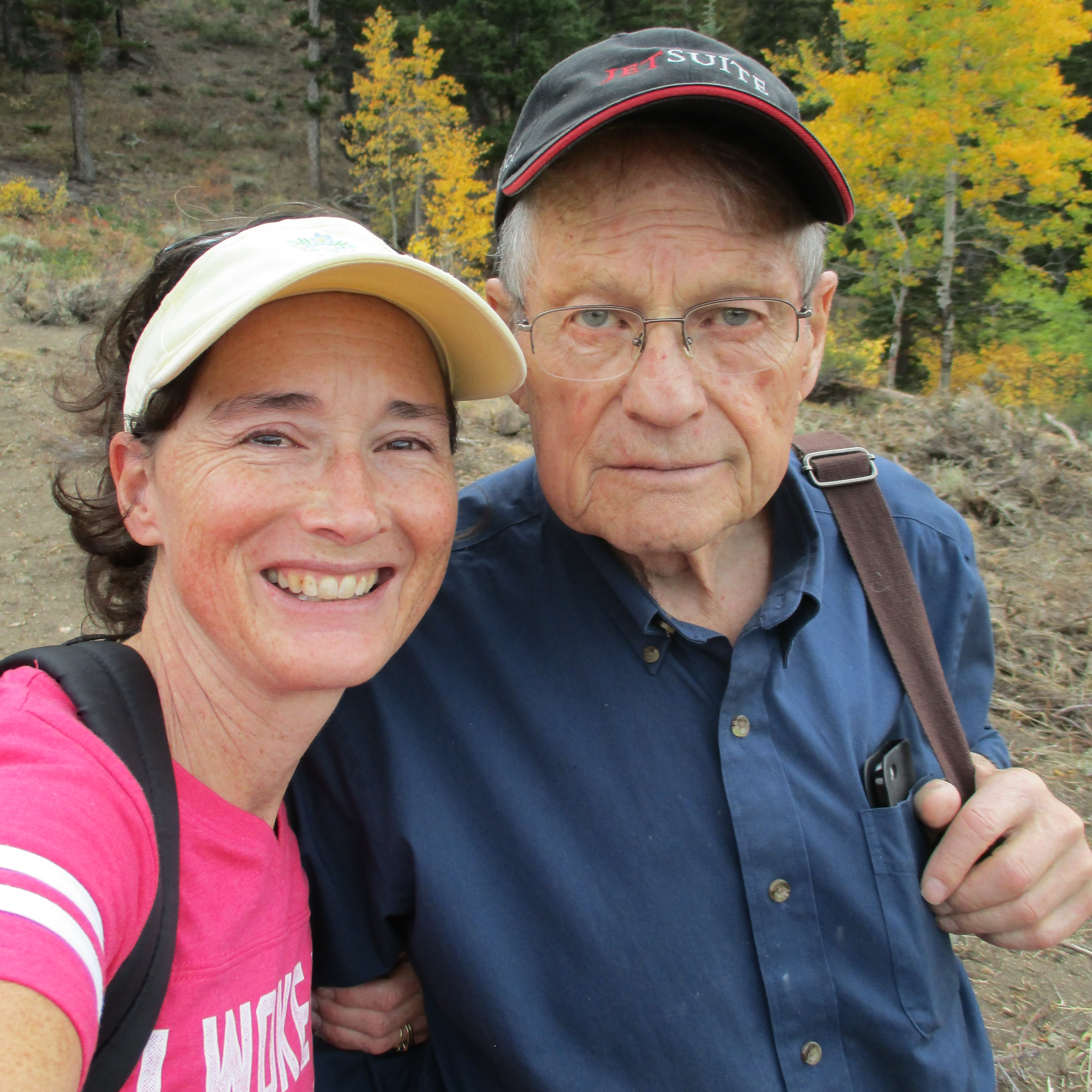 Debby Burnett hiking with her father Thomas Burnett